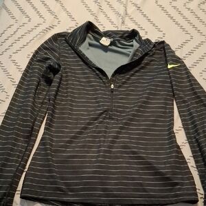 Nike Black and White Striped Quarter-Zip Top